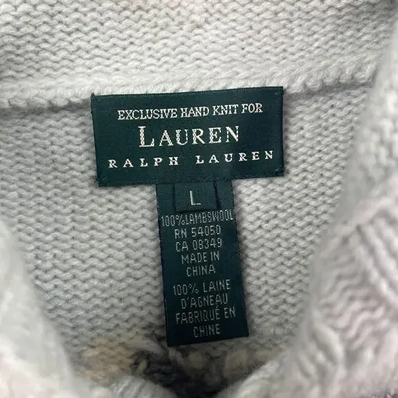 Vintage 90's Lauren Ralph Lauren Dog Sled Mural Hooded Sweater Jacket –Women’s L - Picture 7 of 8